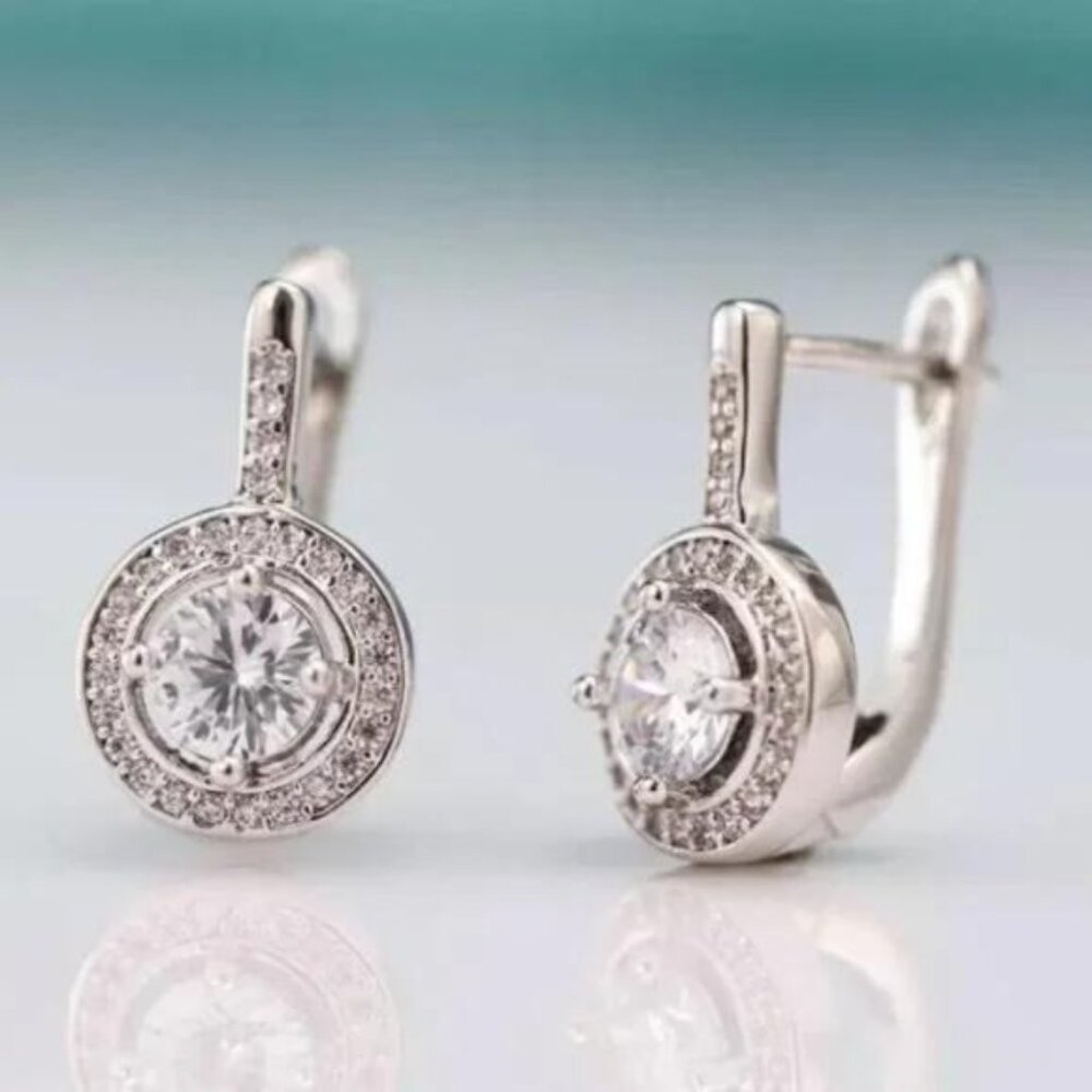 925 Sterling Silver Round Stud Diamon Earrings, wow Earrings, cute Earrings.